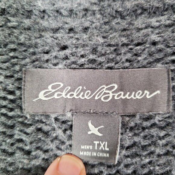 Eddie Bauer Cardigan Sweater Mens XLT Gray Fair Isle Wool Blend Button Nordic - Picture 5 of 8